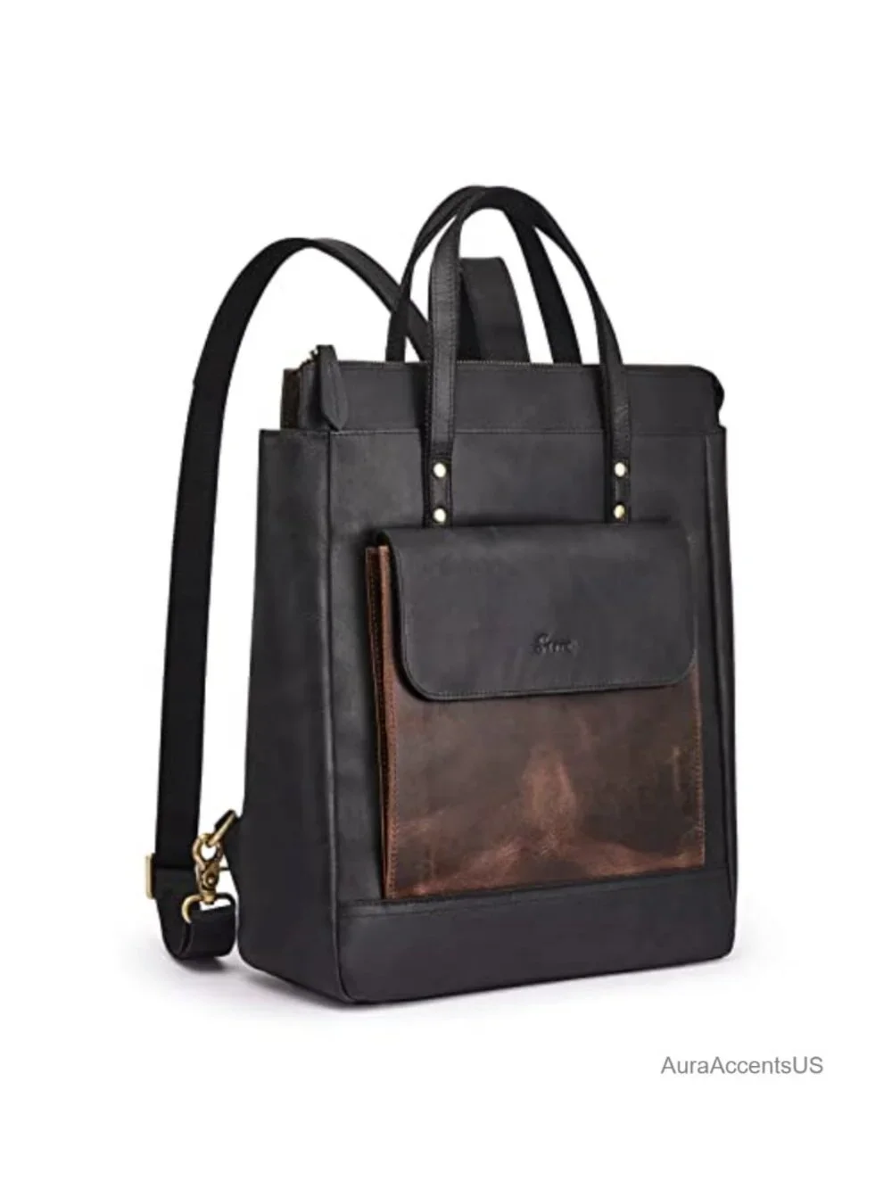 Genuine Leather Backpack Purse Vintage Handbag Laptop Travel